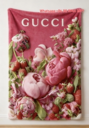 Gucci Pink Peony & Strawberry Throw blankets Gucci Vibrant Floral Fruit Tapestry IMG_2815